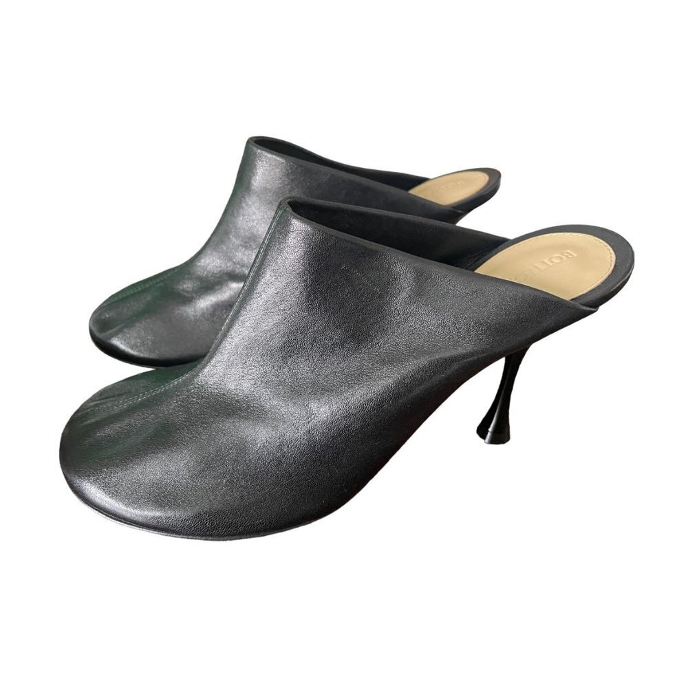 BOTTEGA‎ VENETA 667191 Cocktail Stretch Black Leather Mule Pumps Shoes 36.5